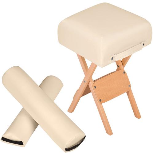 tectake Hocker met 2 rolkussens - beige, Huis en Inrichting, Barkrukken, Verzenden