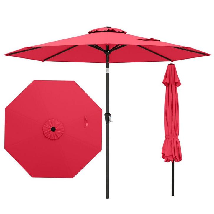 2dekans | Coast Terrasparasol 270 cm Wijnrood – Kantelbare, Tuin en Terras, Parasols, Ophalen of Verzenden