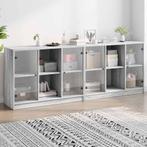 vidaXL Boekenkast met deuren 204x37x75 cm hout grijs sonoma, Huis en Inrichting, Verzenden, Nieuw