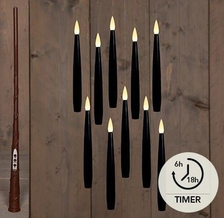 Set van 10 led kaarsen annas collection – zwart floating, Huis en Inrichting, Woonaccessoires | Kunstplanten en Kunstbloemen, Nieuw