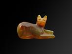 Oud-Egyptisch Kornalijn amulet van een kat (Bastet) - 2.6 cm