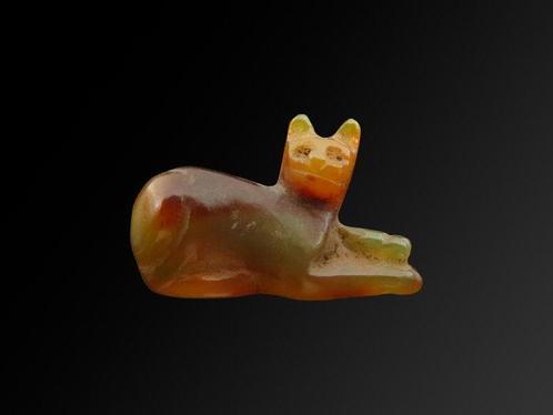 Oud-Egyptisch Kornalijn amulet van een kat (Bastet) - 2.6 cm, Antiquités & Art, Antiquités | Autres Antiquités