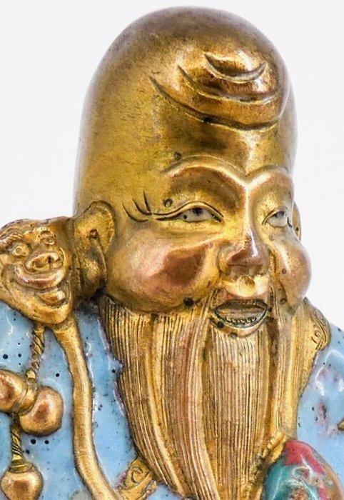 Shouxing Statuette, verguld brons en email. Qing-dynastie, Antiek en Kunst, Antiek | Overige Antiek