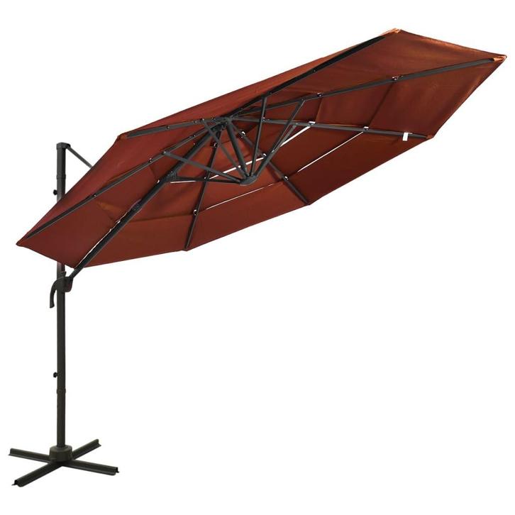 vidaXL Parasol 4-laags met aluminium paal 3x3 m, Tuin en Terras, Parasols, Nieuw, Verzenden