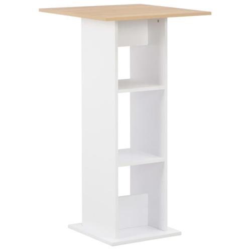 vidaXL Table de bar Blanc et chêne Sonoma 60x60x110 cm, Maison & Meubles, Tables | Tables à manger, Neuf, Envoi