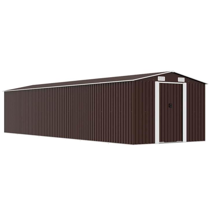 vidaXL Tuinschuur 257x990x181 cm gegalvaniseerd staal bruin, Tuin en Terras, Tuinhuizen, Nieuw, Verzenden