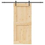 vidaXL Schuifdeur met beslag 100x210 cm massief grenenhout, Doe-het-zelf en Bouw, Verzenden, Nieuw