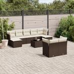 vidaXL Salon de jardin 10 pcs avec coussins marron, Jardin & Terrasse, Ensembles de jardin, Verzenden, Neuf, Salons de jardin