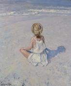Chris van Dijk  (1952) Impressionist -  Alone at the beach, Antiek en Kunst, Kunst | Schilderijen | Klassiek