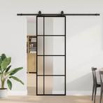 vidaXL Schuifdeur met beslagset 76x205 cm ESG glas zwart, Doe-het-zelf en Bouw, Deuren en Vliegenramen, Verzenden, Nieuw