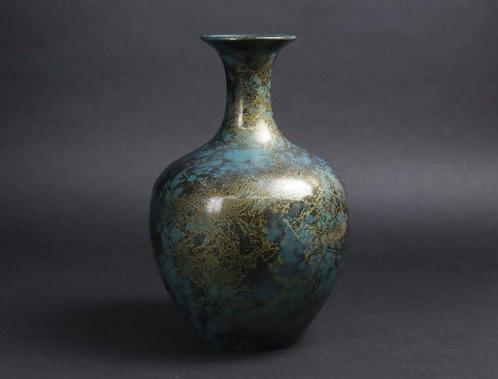 Vaas - Blauwe Takaoka koperwerkvaas gesigneerd  - Japan, Antiek en Kunst, Antiek | Overige Antiek