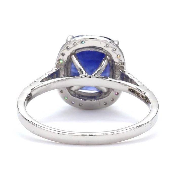 Zonder minimumprijs - Ring Platina - 4.09ct. tw. Saffier -, Bijoux, Sacs & Beauté, Bagues