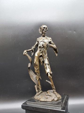 Statue, Large Bronze Memento Mori Skeleton - 34 cm - Bronze,
