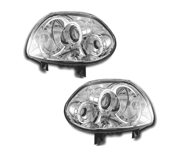 Phares Pour Renault Clio 98-01 Angel Eyes Fond Chromé, Auto-onderdelen, Verlichting, Verzenden