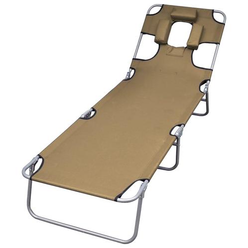 vidaXL Ligbed met hoofdkussen verstelbaar en inklapbaar, Tuin en Terras, Ligbedden, Nieuw, Verzenden