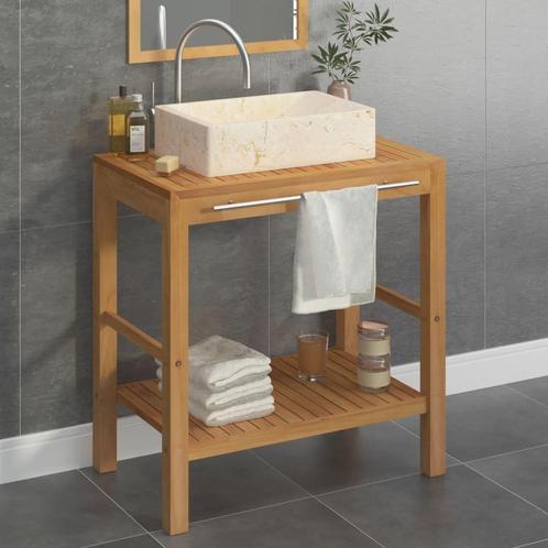 vidaXL Armoire de toilette en teck solide avec lavabo en, Maison & Meubles, Tables | Coiffeuses, Neuf, Envoi