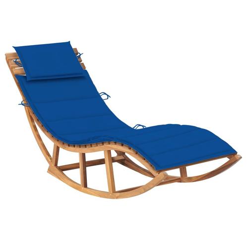 vidaXL Chaise longue à bascule avec coussin Bois de teck, Jardin & Terrasse, Chaises longues, Neuf, Envoi