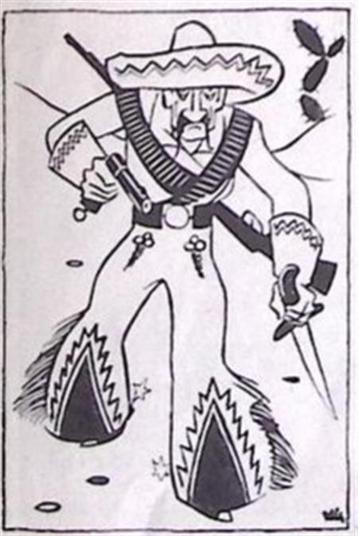 Een bewapende crimineel op spotprent (lijst optie, Lithos) beschikbaar voor biedingen