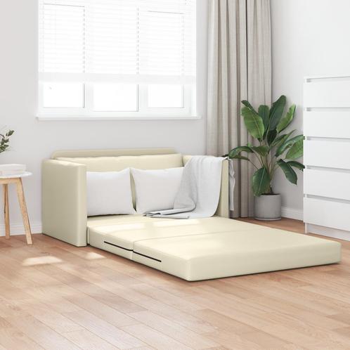 vidaXL Vloersofa Bed 2-in-1 Crème 124x71x78 cm Kunstleer, Huis en Inrichting, Zetels | Zetels, Nieuw, Verzenden