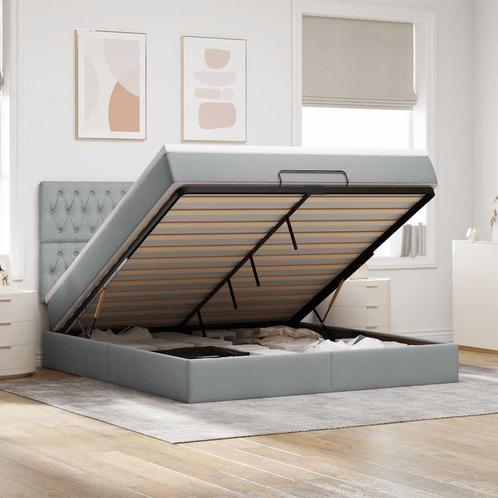 vidaXL Ottoman bed met matras 160x200cm stof lichtgrijs, Huis en Inrichting, Slaapkamer | Bedden, Nieuw, Verzenden