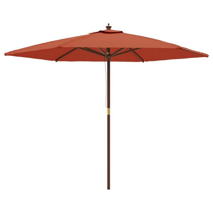 Terracotta Parasol met Houten Paal - Tweede Kansje - Tuin..., Tuin en Terras, Parasols, 2 tot 3 meter, Nieuw, Stokparasol, Verzenden