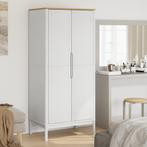 vidaXL Kledingkast FLORO 77x53x171 cm massief grenenhout wit, Huis en Inrichting, Kasten | Kleerkasten, Verzenden, Nieuw