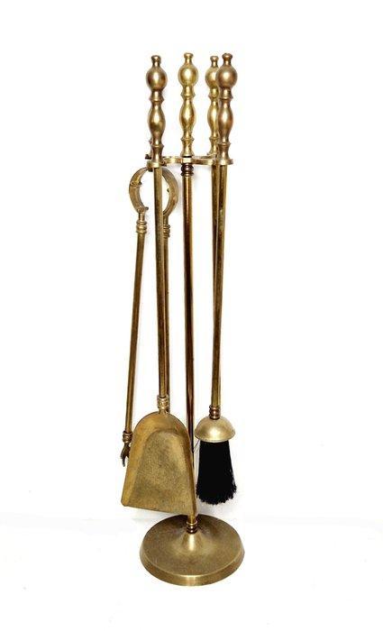 Openhaard accessoire (5) - Haardstel - Messing - Haardstel, Antiek en Kunst, Curiosa en Brocante