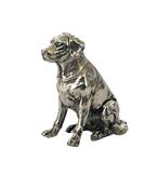 Personnage miniature - Massief zilveren zittende Labrador, Antiek en Kunst