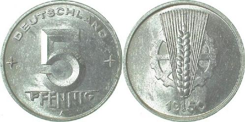 Duitsland 5 Pfennig Ddr 1950 A bankfrisch J1502, Timbres & Monnaies, Monnaies | Europe | Monnaies non-euro, Envoi