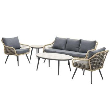 Margriet stoel bank loungeset 5 delig carbon black