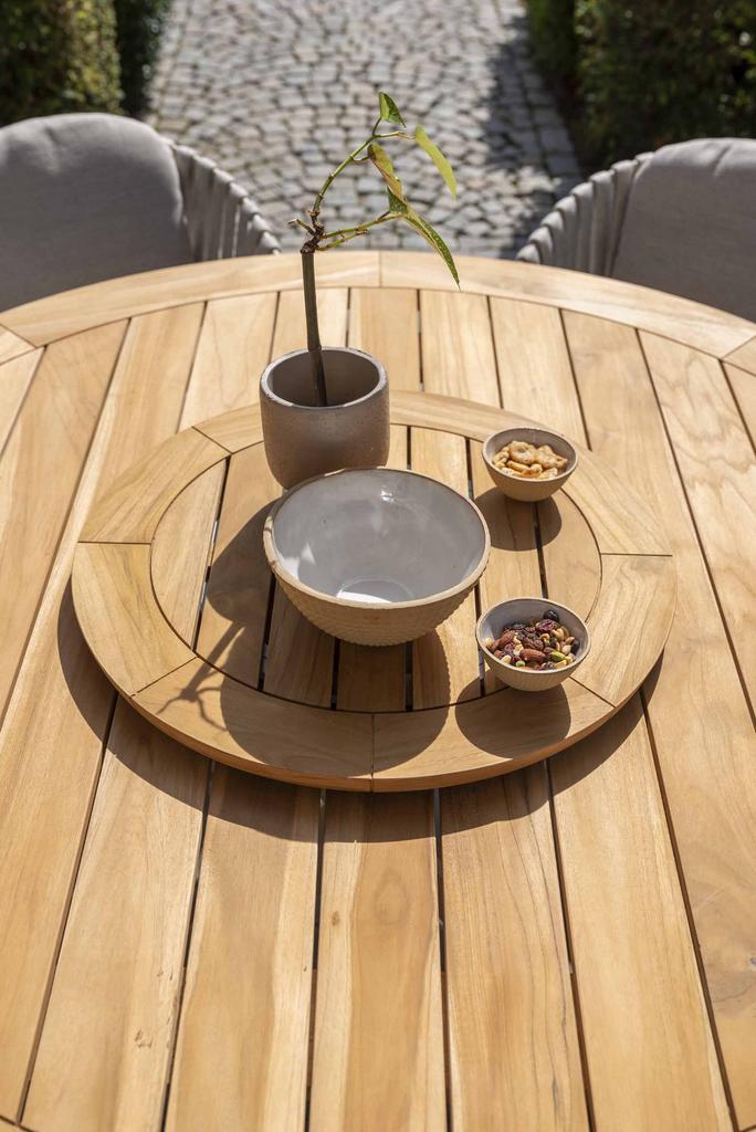 Taste by 4 Seasons Prado tafel latte met teak blad Ø 160 cm, Tuin en Terras, Tuinsets en Loungesets