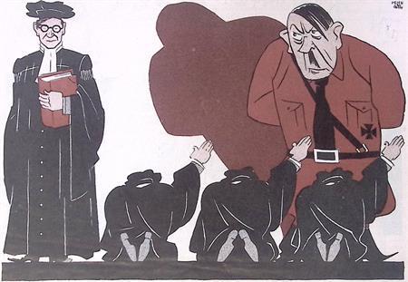 Professor Barth zweert zich niet voor Hitler op spotprent, Antiek en Kunst, Kunst | Litho's en Zeefdrukken, Verzenden