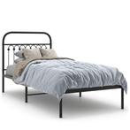 vidaXL Cadre de lit métal avec tête de lit noir 90x190, Verzenden