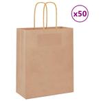 vidaXL Papieren zakken 50 st met hengsels 18x8x22 cm bruin, Diversen, Cadeauverpakkingen, Verzenden, Nieuw