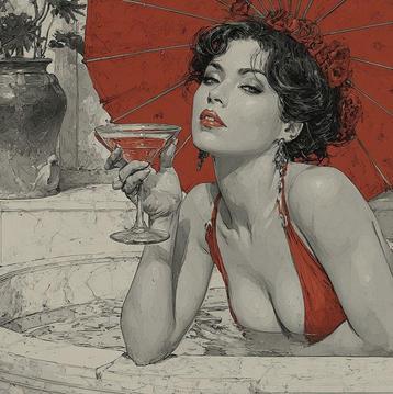 I_KONIQ - Black and White sensual woman in bathtube beschikbaar voor biedingen