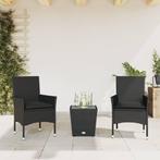 vidaXL Ensemble de bistro avec coussins 3pcs noir résine, Jardin & Terrasse, Verzenden, Neuf