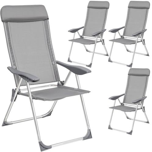 tectake 4 aluminium tuinstoel inklapbaar met hoofdsteun - gr, Tuin en Terras, Overige Tuin en Terras, Verzenden