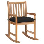 vidaXL Schommelstoel met zwart kussen massief teakhout, Tuin en Terras, Tuinstoelen, Verzenden, Nieuw