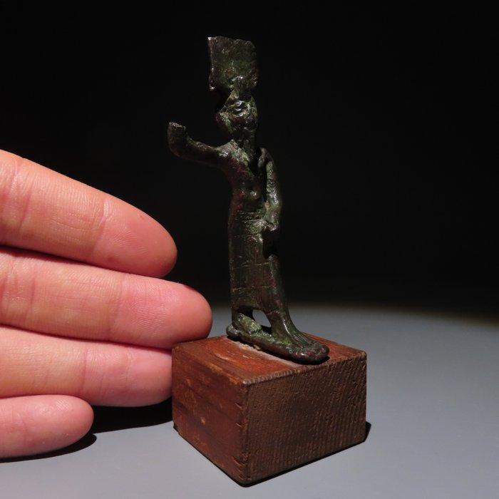 Oud-Egyptisch Brons God Onuris. 11 cm H Late Periode, 664 –, Verzamelen, Mineralen en Fossielen