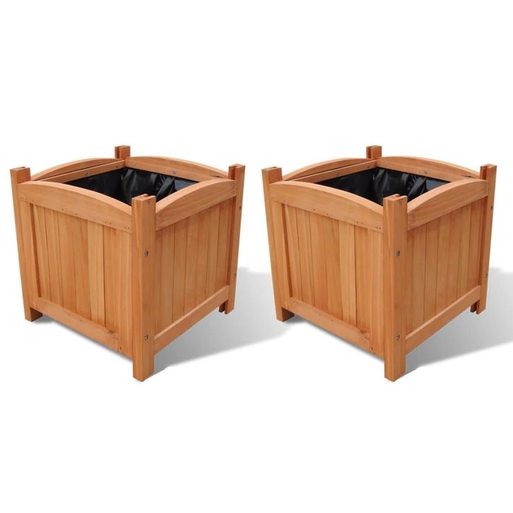 vidaXL Plantenbakken verhoogd 2 st 30x30x30 cm hout, Tuin en Terras, Bloempotten, Nieuw, Verzenden