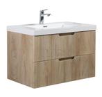 Badkamermeubel Set Thermis 80cm Licht Eiken Badmeubel, Huis en Inrichting, Badkamer | Badkamermeubels, Verzenden, Nieuw
