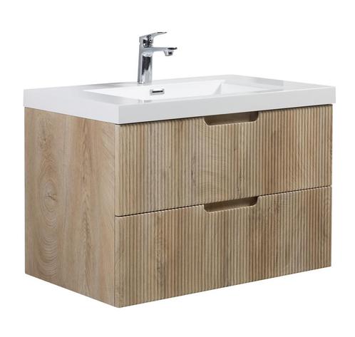 Badkamermeubel Set Thermis 80cm Licht Eiken Badmeubel, Huis en Inrichting, Badkamer | Badkamermeubels, Nieuw, Verzenden