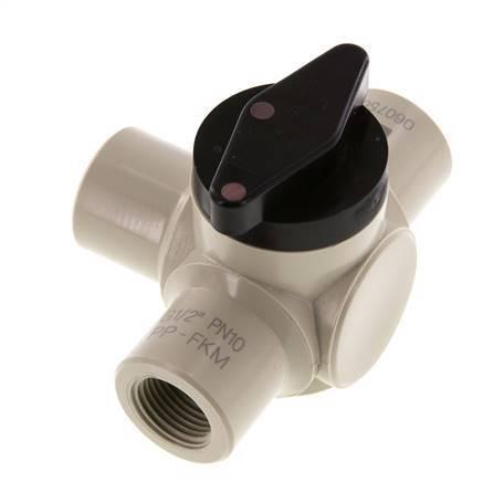 Robinet à boisseau sphérique 3 voies PP G 1/2 FKM Vacuum, Doe-het-zelf en Bouw, Gereedschap | Overige machines, Verzenden