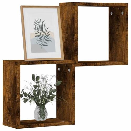 vidaXL Wandrekken kubus 2 st 30x15x30 cm gerookt eiken, Huis en Inrichting, Kasten | Wandmeubels, Nieuw, Verzenden