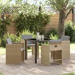 vidaXL Tuin Eettafel Set 5 pcs Beige poly rattan, Tuin en Terras, Verzenden, Nieuw