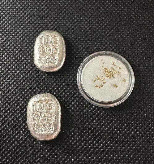 Verenigde Staten. 2 x10 g plata 999+ 40 pepitas oro Alaska,, Postzegels en Munten, Munten | Europa | Niet-Euromunten