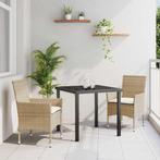vidaXL Tuin Eettafel Set met kussen 3 pcs Beige poly rattan, Tuin en Terras, Verzenden, Nieuw