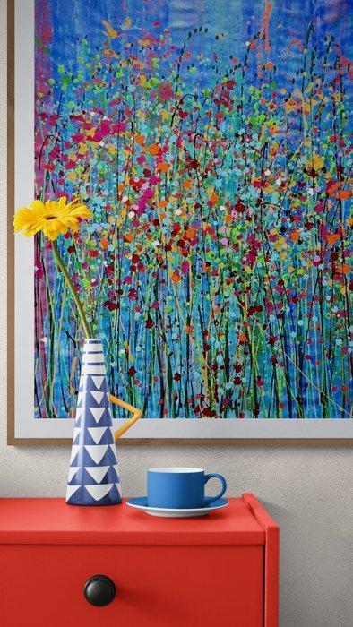 JG - Flores Coloridas - Tableau, unique, format XL., Antiek en Kunst, Kunst | Schilderijen | Modern