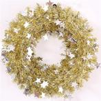 Actie dennenkrans kunst 37cm. tinsel wreath gold/silver with, Nieuw
