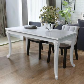 vidaXL Eettafel 116x66x76 cm hoogglans wit, Verzenden